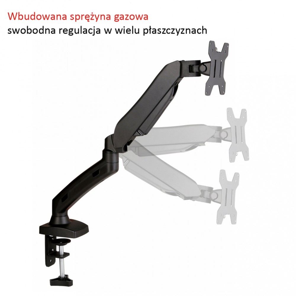 Uchwyt biurkowy na sprężynie gazowej do 1 monitora LCD/LED 13-27"            L-11GD